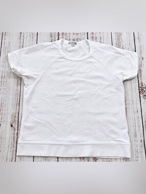 James Perse White Cotton Short Sleeve Raglan Sweatshirt Size 0 XS